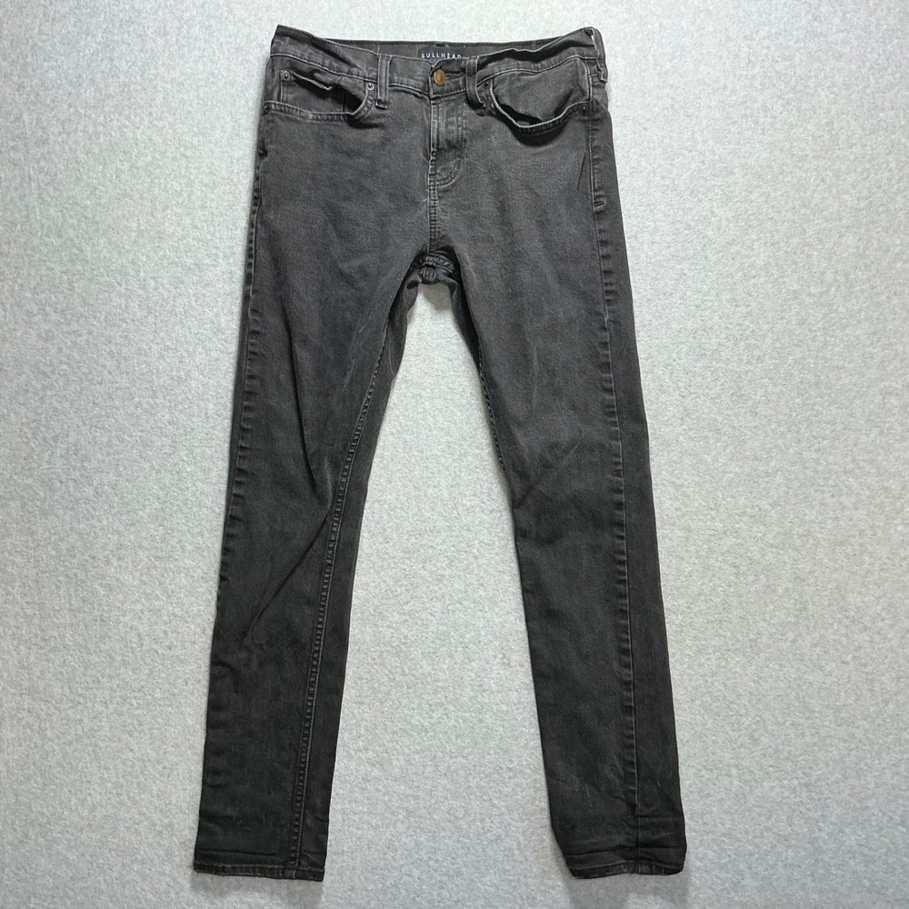 Bullhead Denim Co Mens Skinny Jeans 29x30 Faded Black Denim Pants
